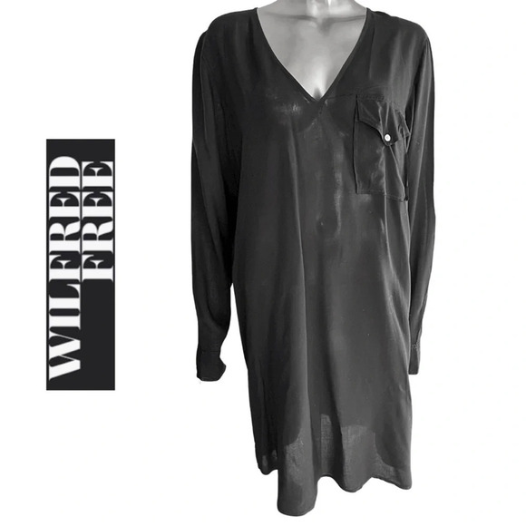 🛍️3/$40 Wilfred Free  Dress Mini Shirt Dress Black Aritzia Dress Size Small - Picture 3 of 9
